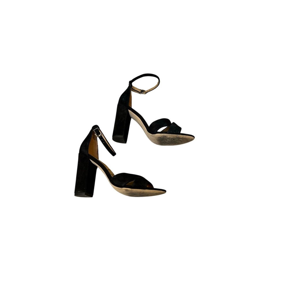 Sam‎ Edelman Black Suede Block Heel Ankle Strap Sandals Size 8